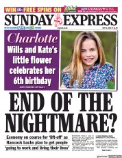 Daily Express Sunday () Newspaper Front Page for 2 May 2021