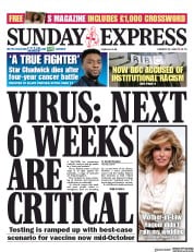 Daily Express Sunday () Newspaper Front Page for 30 August 2020