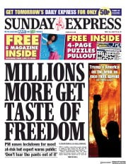 Daily Express Sunday () Newspaper Front Page for 31 May 2020