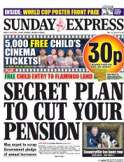Daily Express Sunday () Newspaper Front Page for 31 July 2016