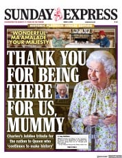 Daily Express Sunday () Newspaper Front Page for 5 June 2022