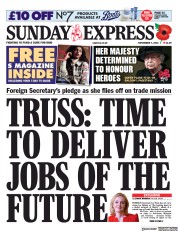 Daily Express Sunday () Newspaper Front Page for 7 November 2021