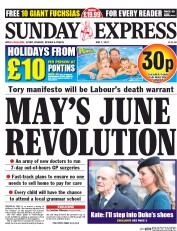Daily Express Sunday () Newspaper Front Page for 7 May 2017