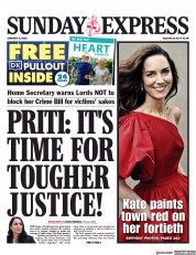 Daily Express Sunday () Newspaper Front Page for 9 January 2022