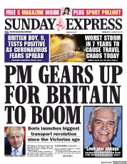 Daily Express Sunday () Newspaper Front Page for 9 February 2020