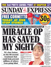 Daily Express Sunday () Newspaper Front Page for 9 April 2017
