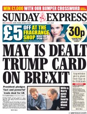 Daily Express Sunday () Newspaper Front Page for 9 July 2017