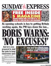 Daily Express Sunday () Newspaper Front Page for 9 August 2020