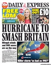 Daily Express Sunday () Newspaper Front Page for 10 September 2011
