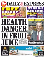 Daily Express Sunday () Newspaper Front Page for 11 October 2014