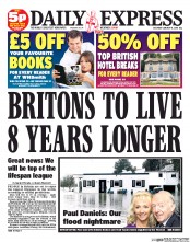 Daily Express Sunday () Newspaper Front Page for 11 January 2014