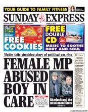 Daily Express Sunday () Newspaper Front Page for 12 January 2014