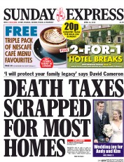 Daily Express Sunday () Newspaper Front Page for 12 April 2015