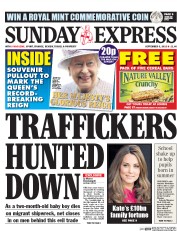 Daily Express Sunday () Newspaper Front Page for 12 September 2015