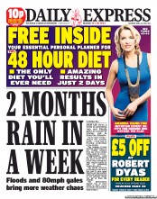 Daily Express Sunday () Newspaper Front Page for 13 April 2013