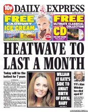 Daily Express Sunday () Newspaper Front Page for 13 July 2013