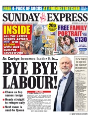 Daily Express Sunday () Newspaper Front Page for 13 September 2015