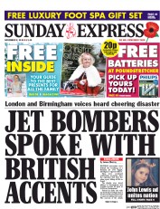 Daily Express Sunday () Newspaper Front Page for 14 November 2015