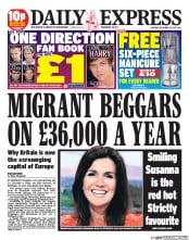 Daily Express Sunday () Newspaper Front Page for 14 December 2013