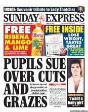 Daily Express Sunday () Newspaper Front Page for 14 April 2013
