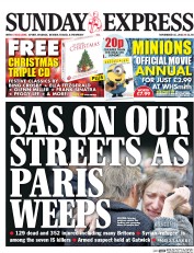 Daily Express Sunday () Newspaper Front Page for 15 November 2015