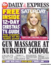 Daily Express Sunday () Newspaper Front Page for 15 December 2012