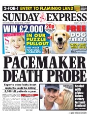 Daily Express Sunday () Newspaper Front Page for 15 August 2015