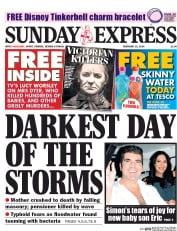 Daily Express Sunday () Newspaper Front Page for 16 February 2014
