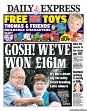 Daily Express Sunday () Newspaper Front Page for 16 July 2011
