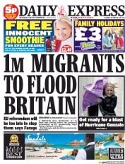 Daily Express Sunday () Newspaper Front Page for 18 October 2014