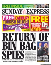Daily Express Sunday () Newspaper Front Page for 18 November 2012