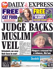 Daily Express Sunday () Newspaper Front Page for 18 April 2015