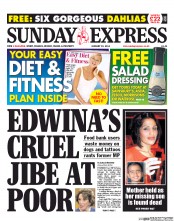 Daily Express Sunday () Newspaper Front Page for 19 January 2014