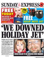 Daily Express Sunday () Newspaper Front Page for 1 November 2015