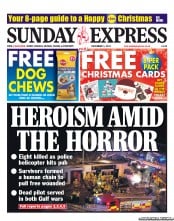 Daily Express Sunday () Newspaper Front Page for 1 December 2013