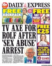 Daily Express Sunday () Newspaper Front Page for 20 April 2013