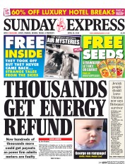 Daily Express Sunday () Newspaper Front Page for 20 April 2014