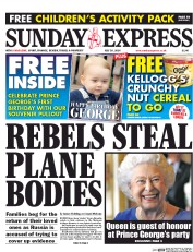Daily Express Sunday () Newspaper Front Page for 20 July 2014