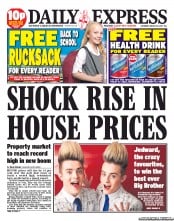Daily Express Sunday () Newspaper Front Page for 20 August 2011