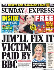 Daily Express Sunday () Newspaper Front Page for 20 September 2015