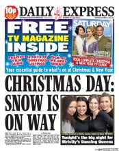 Daily Express Sunday () Newspaper Front Page for 21 December 2013