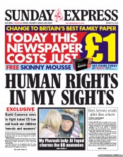 Daily Express Sunday () Newspaper Front Page for 21 August 2011