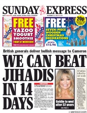 Daily Express Sunday () Newspaper Front Page for 22 November 2015