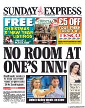 Daily Express Sunday () Newspaper Front Page for 22 December 2013