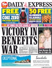Daily Express Sunday () Newspaper Front Page for 22 February 2014