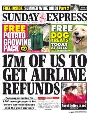 Daily Express Sunday () Newspaper Front Page for 22 June 2014