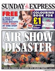 Daily Express Sunday () Newspaper Front Page for 23 August 2015