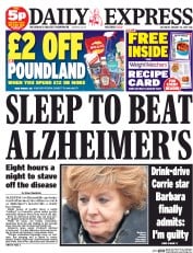 Daily Express Sunday () Newspaper Front Page for 24 January 2015