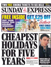 Daily Express Sunday () Newspaper Front Page for 25 May 2014