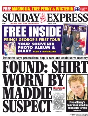 Daily Express Sunday () Newspaper Front Page for 27 April 2014